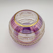 Blown Glass Candle Holder - Sparkle Rings with Pink Rim