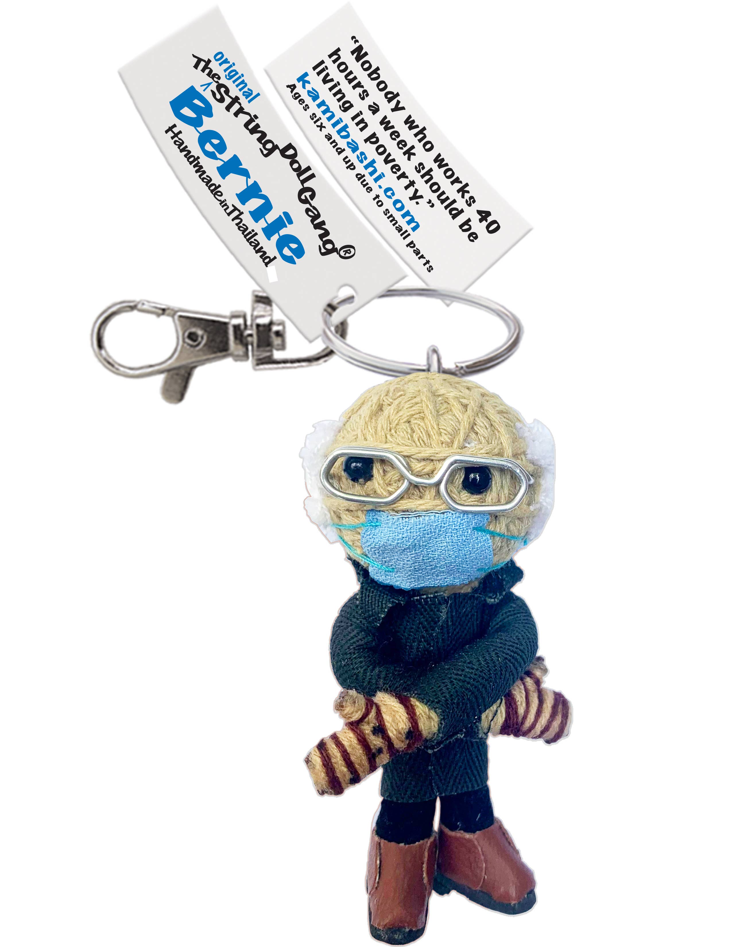 Bernie w/ Mittens String Doll Keychain