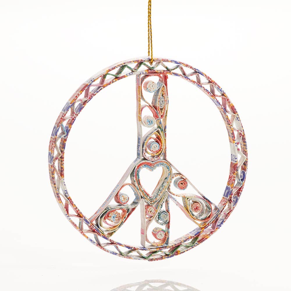 Quilled Peace Sign Christmas Ornament