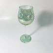 Blown Glass Long Stem Wine Glass: Iridescent Green