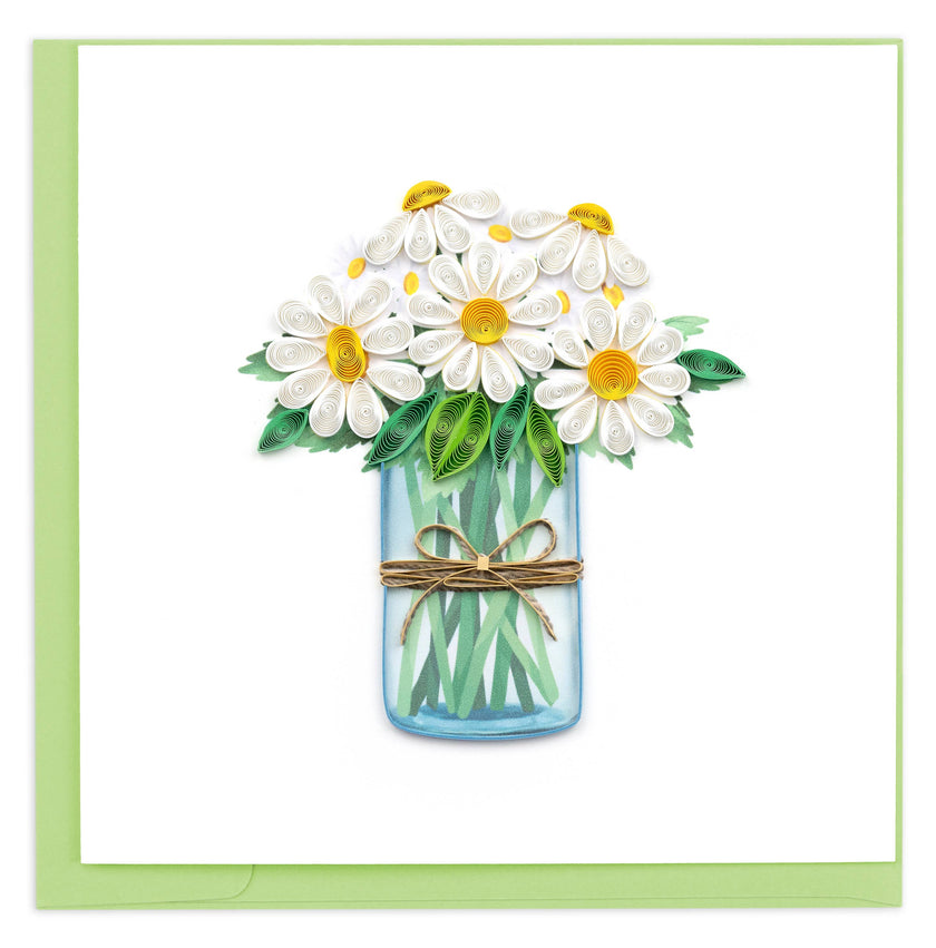 White Daisies in Jar Greeting Card