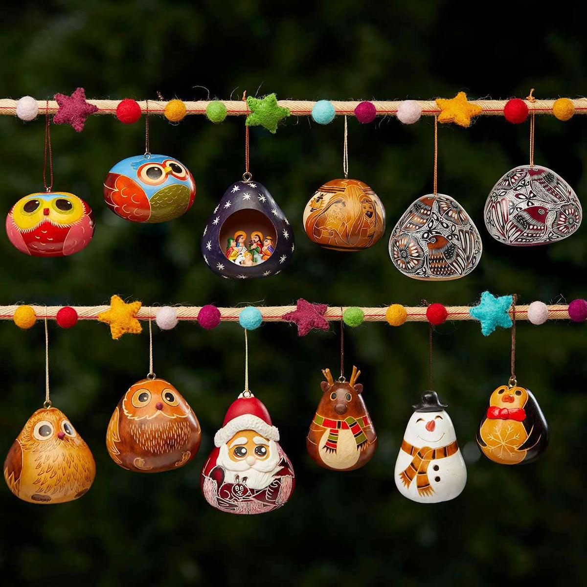 Night Sky Nativity Gourd Ornament
