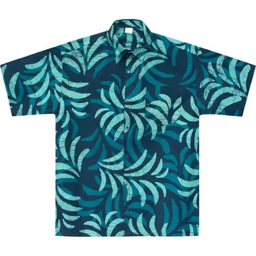 Button Down Shirt: Ferns- Navy-Organic