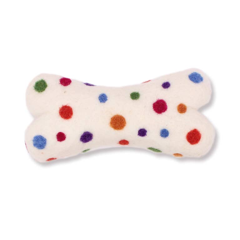 Eco Wool Dog Bones/Toys: Polka Dot / Large