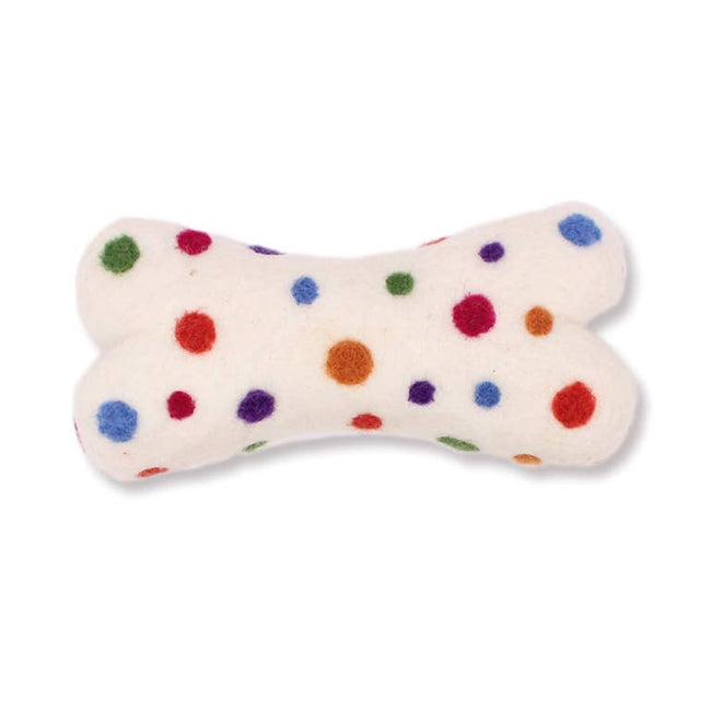 Eco Wool Dog Bones/Toys: Polka Dot / Large