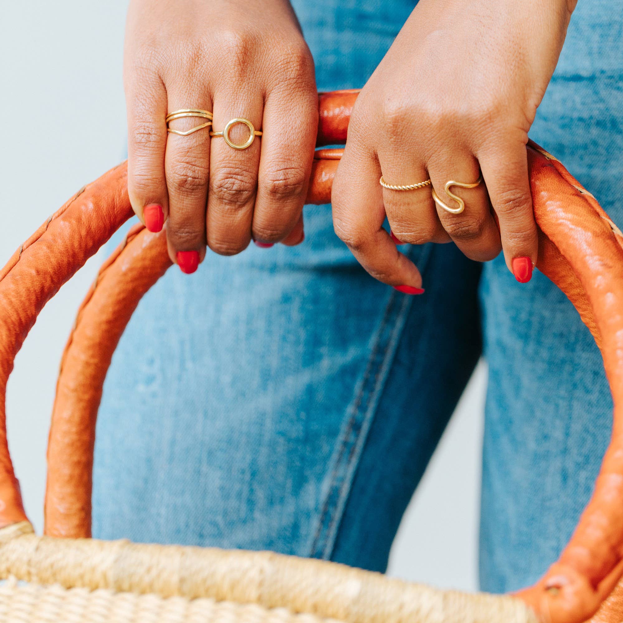 Delicate Thin Brass Wire Wrap Band Ring