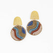Beaded and Brass Flow Post Earrings: Multi Bronze