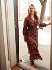 Britta Long Sleeve Tiered Dress Red Floral: Red Floral / L