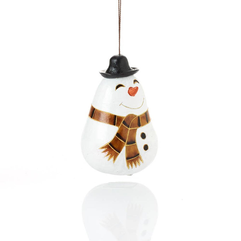 Happy Snowman Gourd Christmas Ornament