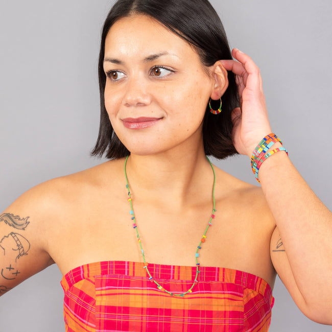 Tila Hoop Earrings: Blue Denim