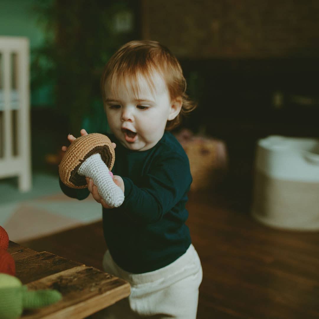 Whimsical Brown Mushroom Rattle