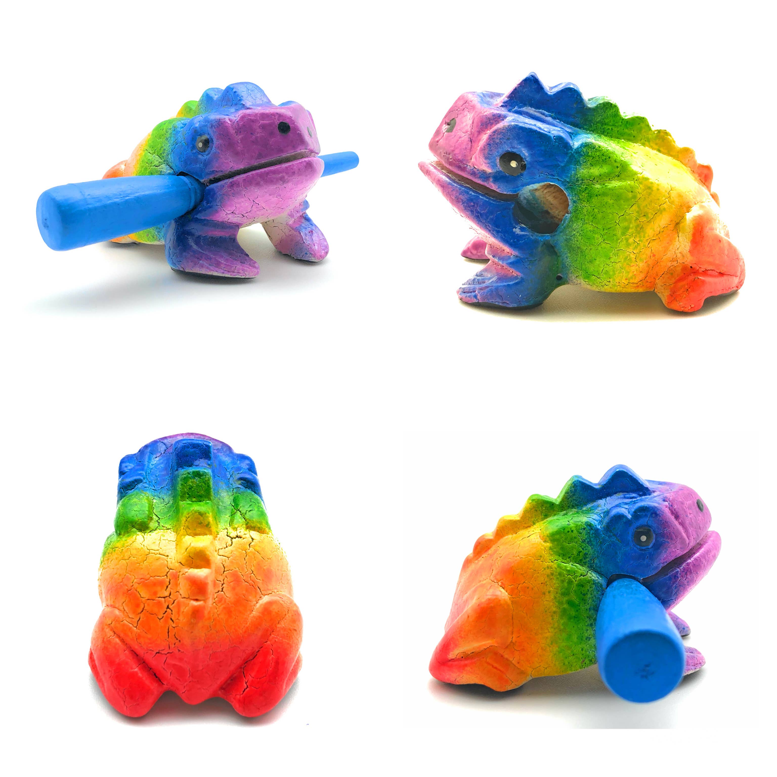 Rainbow  Wooden Croaking Frog Drum