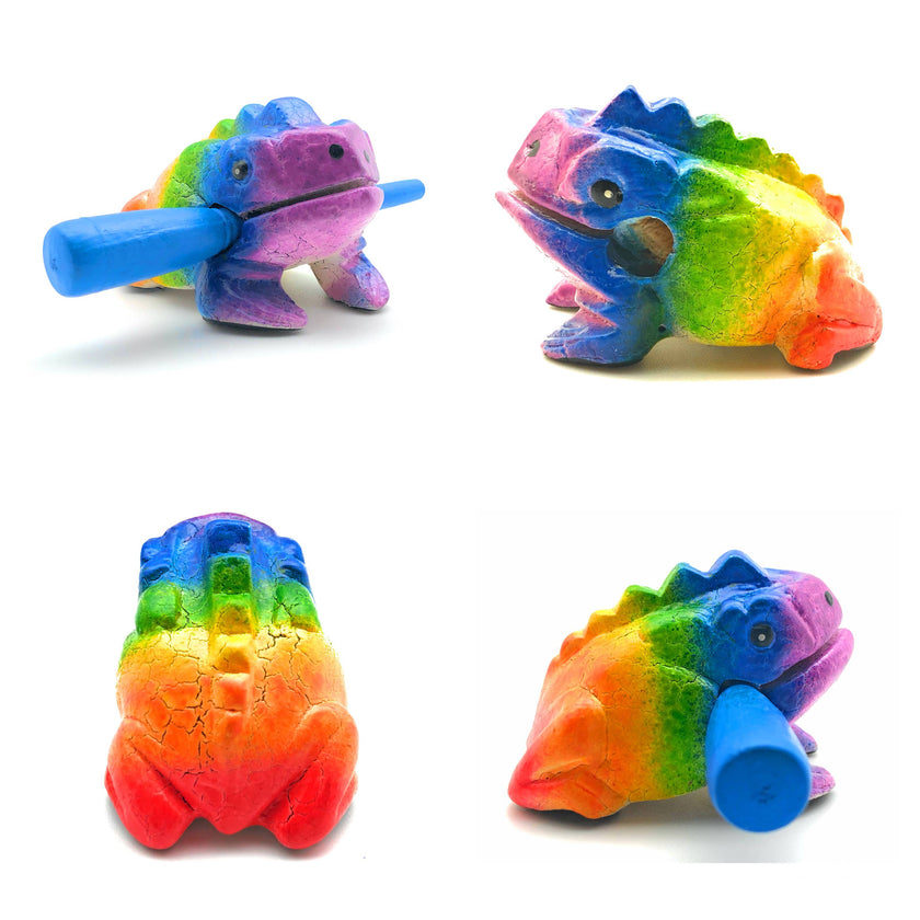 Rainbow  Wooden Croaking Frog Drum