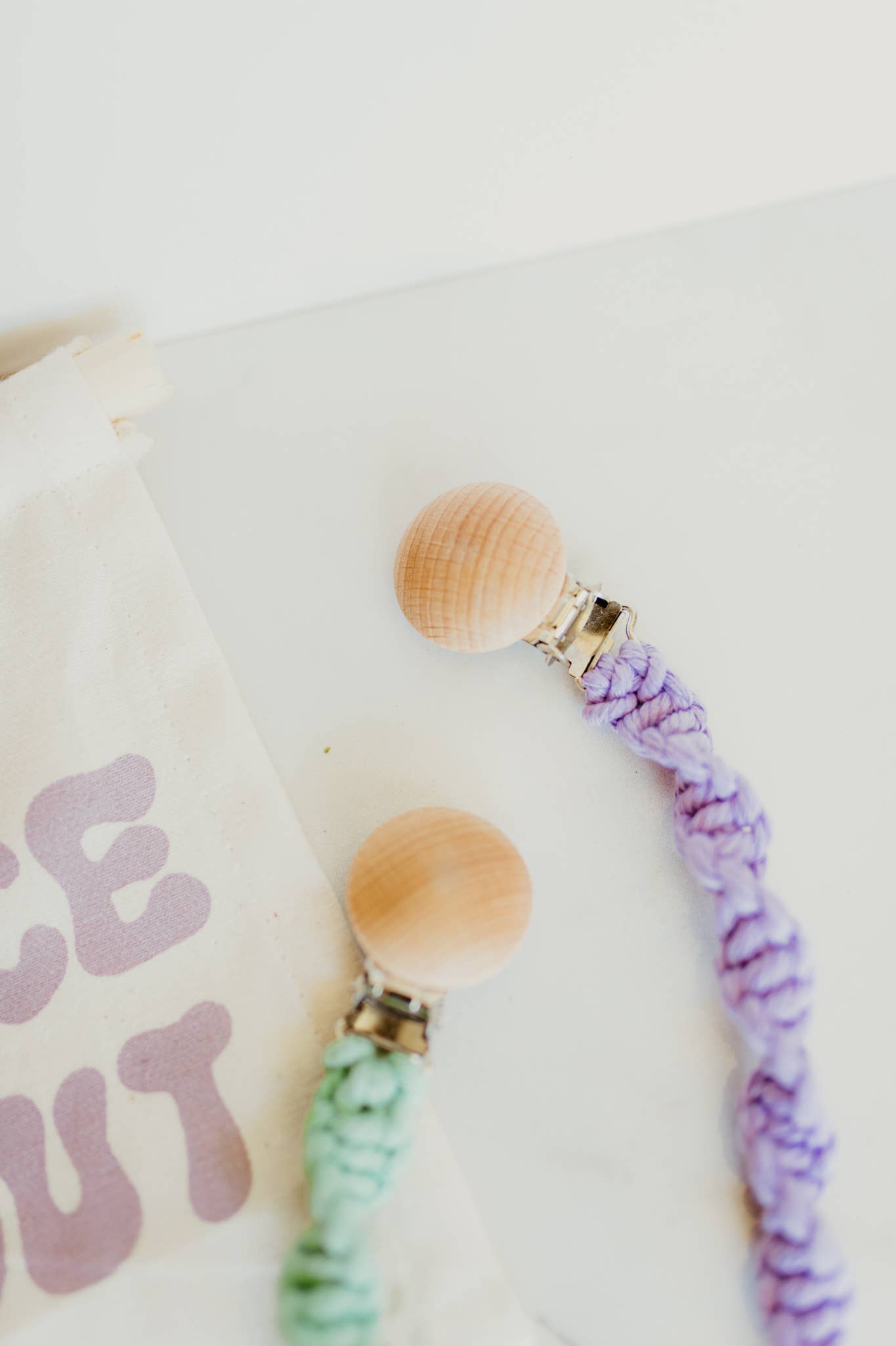 Macrame Paci Clip: Violet