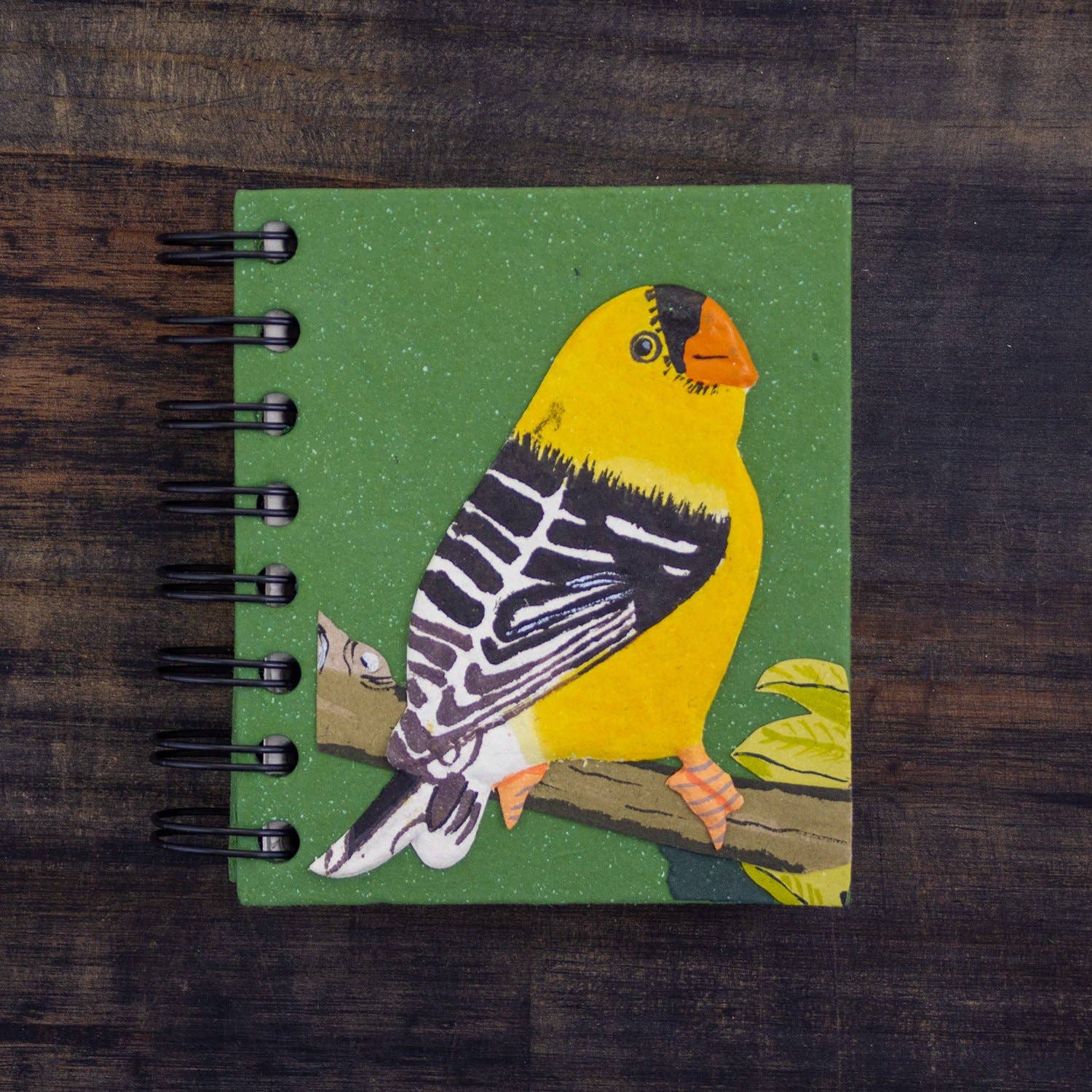 Small Notebook: Goldfinch Dark Green