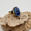 Handmade Brass Ring - Faience Scarab: Blue