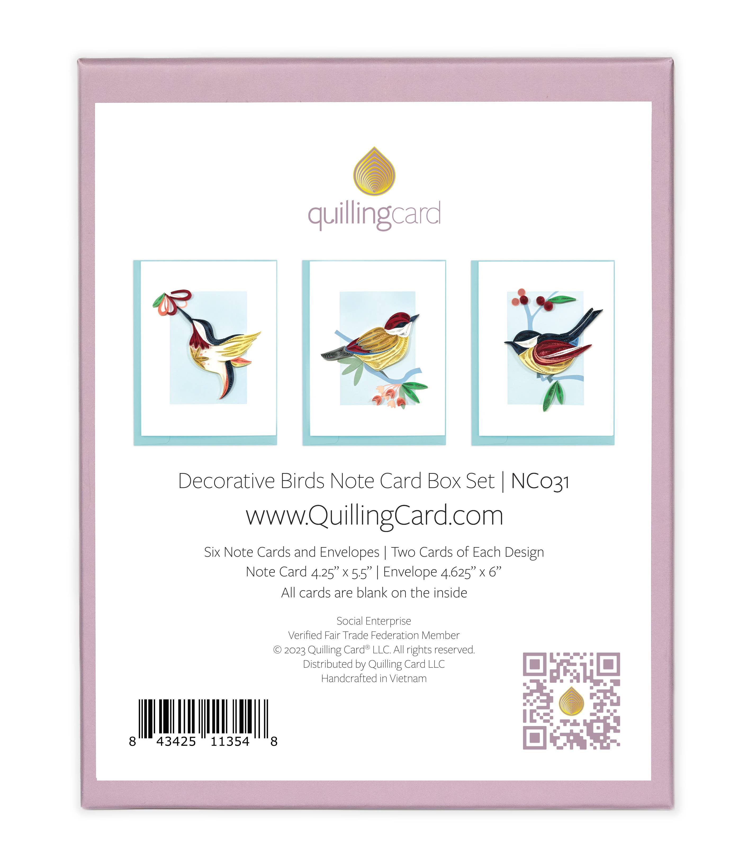 Quilled Decorative Birds Note Card Box Set