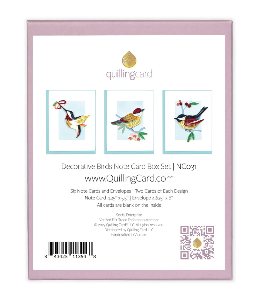 Quilled Decorative Birds Note Card Box Set