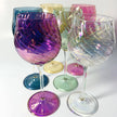 Blown Glass Long Stem Wine Glass: Iridescent Pink