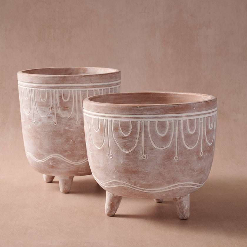 Jibana Etched Terracotta Planter - 7.5