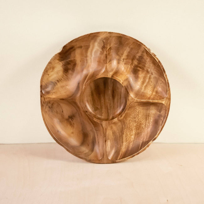 5-Compartment Serving Tray - Acacia Wood
