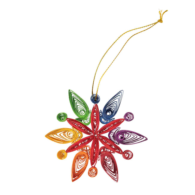 Rainbow Snowflake Quilled Ornament