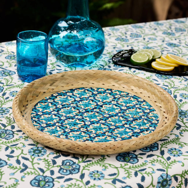 Phu An Bamboo Basket with Blue - 10.5