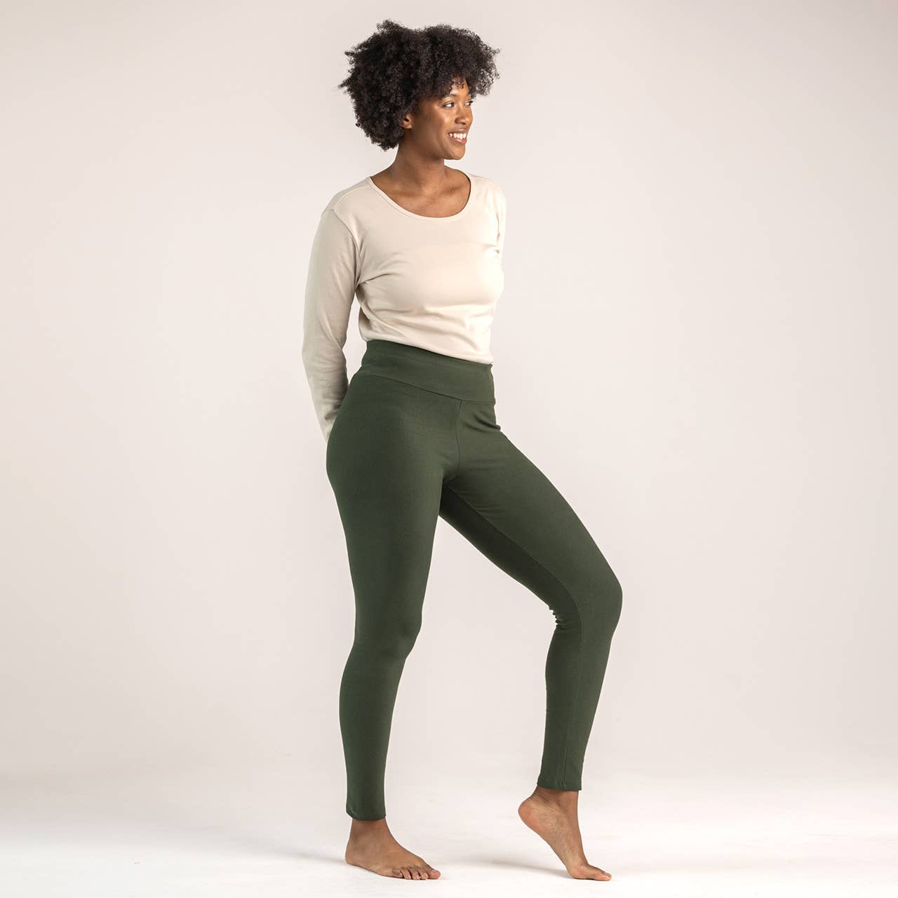 Organic Cotton Fleece Leggings: Black / S