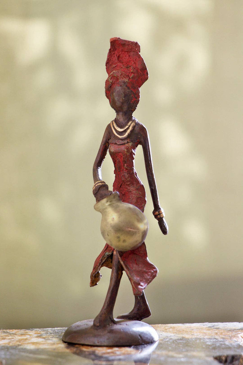 Water Bearer Burkina Bronze Sculpture