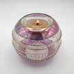 Blown Glass Candle Holder - Sparkle Rings with Pink Rim