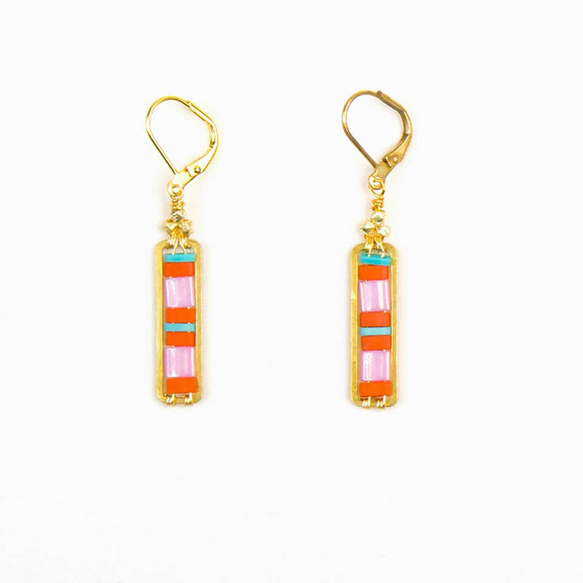 Miyuke Colorblock Dangle Earrings: Fiesta