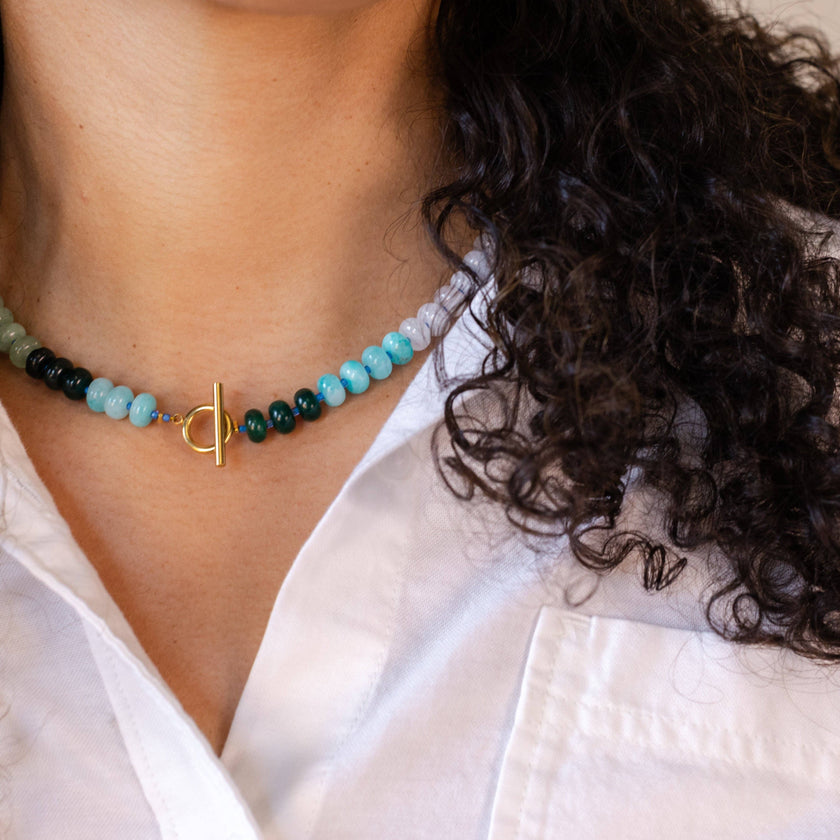 Bold Gemstone Beaded Necklace Lapis