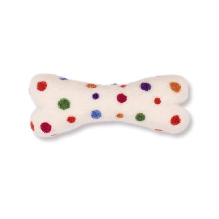 Eco Wool Dog Bones/Toys: Polka Dot / Large