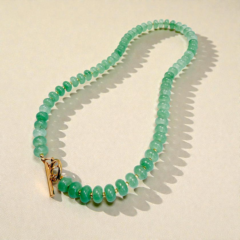 Bold Gemstone Beaded Necklace: Green Jade