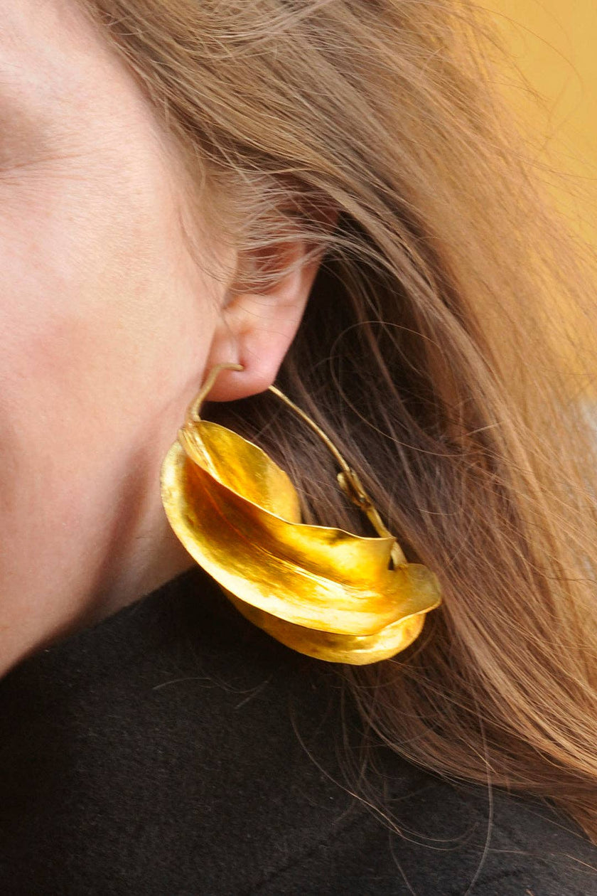 Fulani Hammered Brass Earrings:  Small