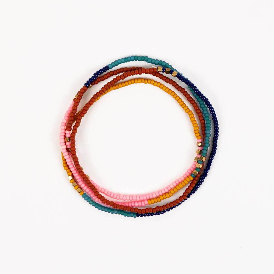 Beaded Stretch Necklace /Wrap Bracelet: Deep Pop