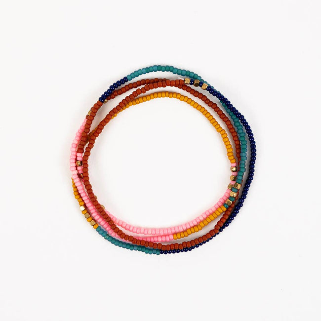 Beaded Stretch Necklace /Wrap Bracelet: Deep Pop