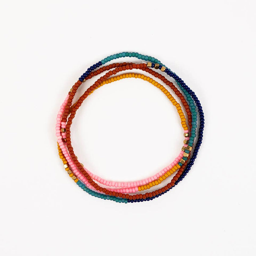 Beaded Stretch Necklace /Wrap Bracelet: Deep Pop