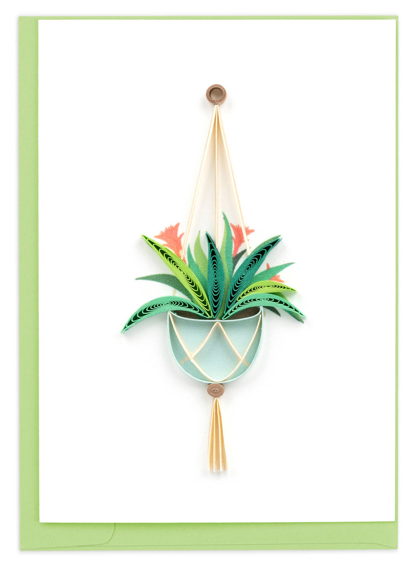 Bromeliad Macrame Hanger Gift Enclosure Mini Card