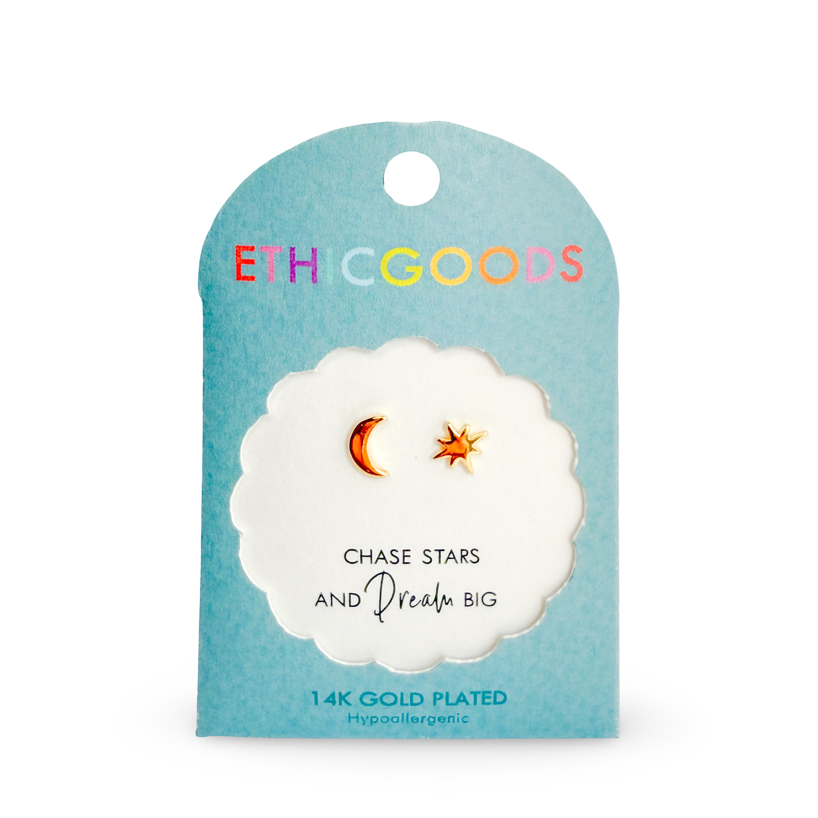 Moon and Star Tiny Stud Earrings
