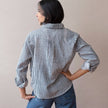 Pali Top- Stripes Navy in Double Cotton Gauze