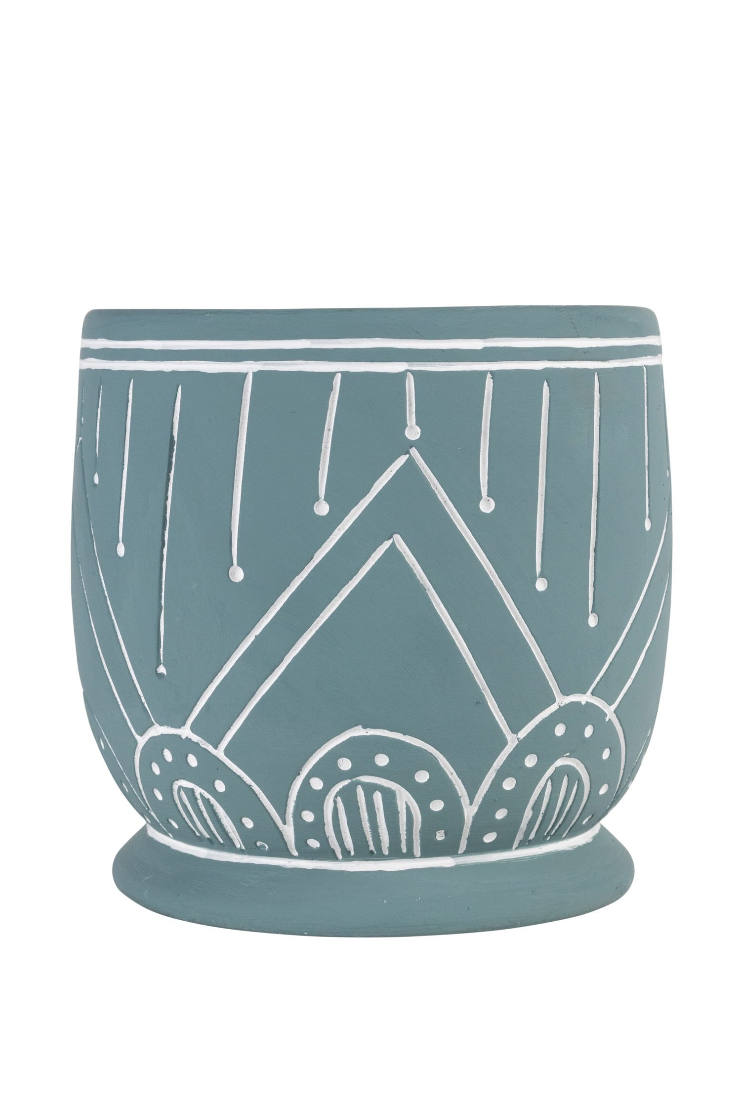 Geo Teal Terracotta Planter 8