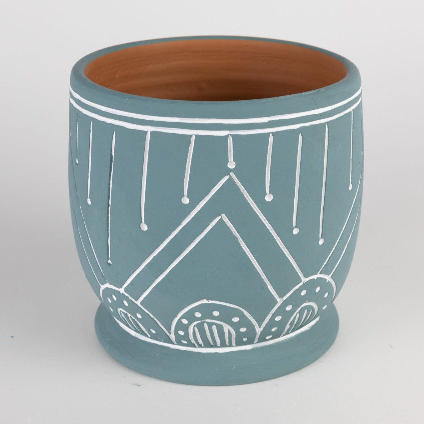 Geo Teal Terracotta Planter 8
