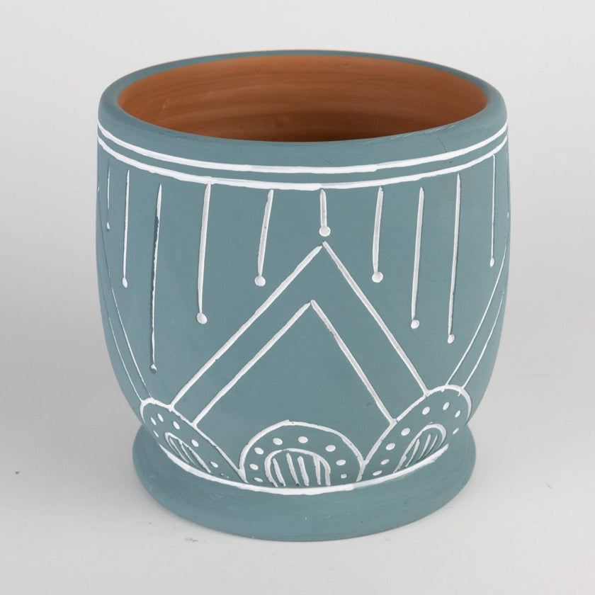 Geo Teal Terracotta Planter 8