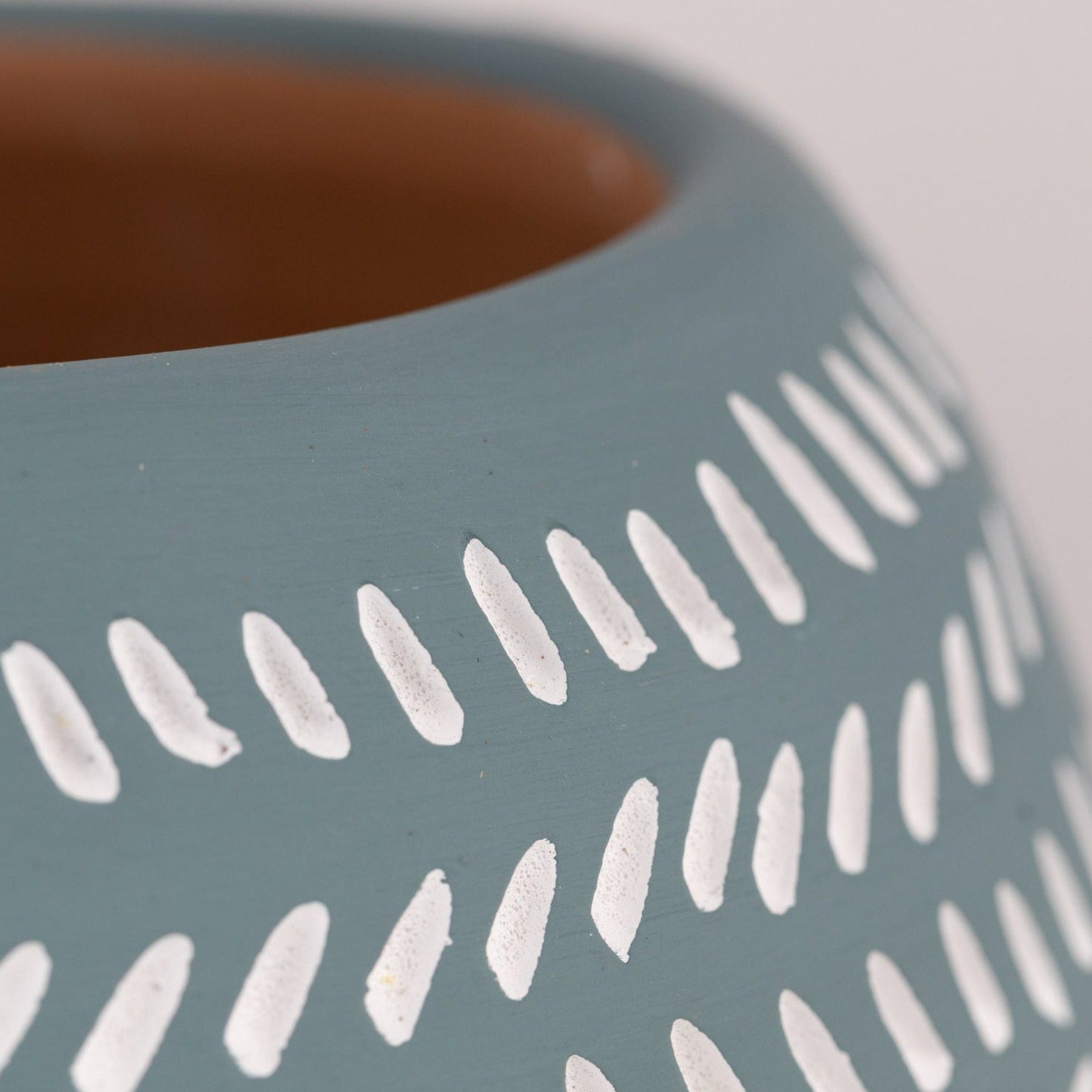 Teal Scored Terracotta Planter 7
