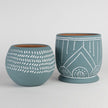 Teal Scored Terracotta Planter 7