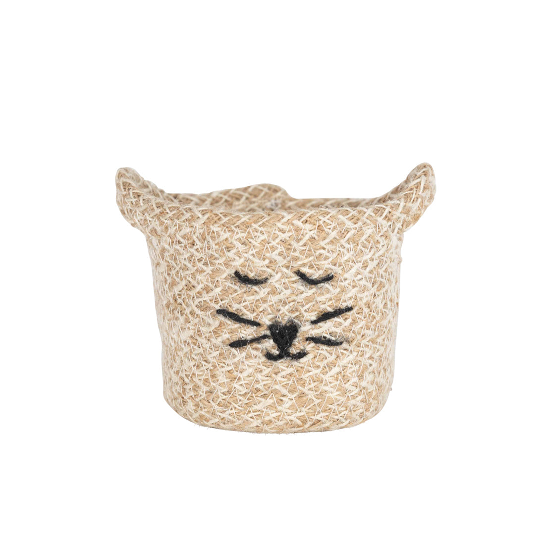 Cat Face Jute Basket - Mini