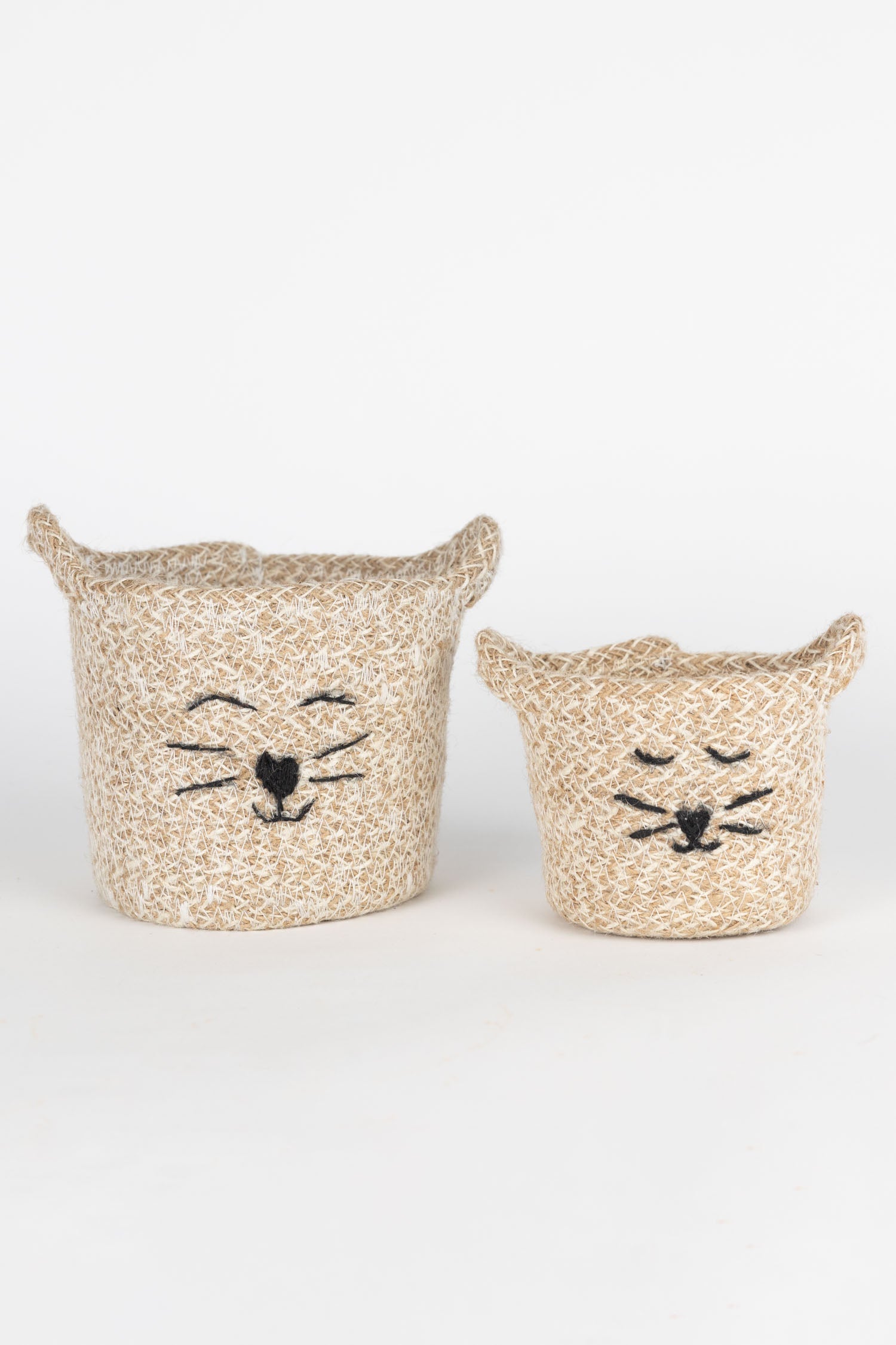 Cat Face Jute Basket - Mini