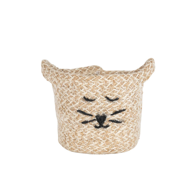 Cat Face Jute Basket - Mini