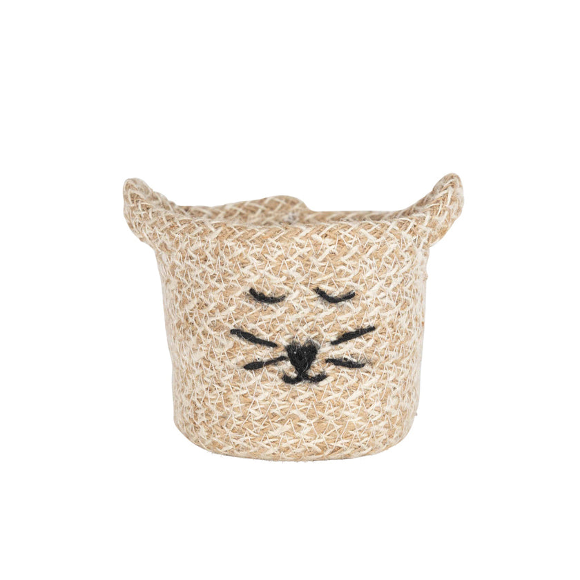 Cat Face Jute Basket - Mini